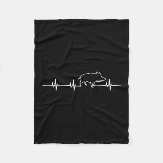 Wild Boar Heartbeat Ekg Hog Hunter Hunt Hunting  Fleece Blanket