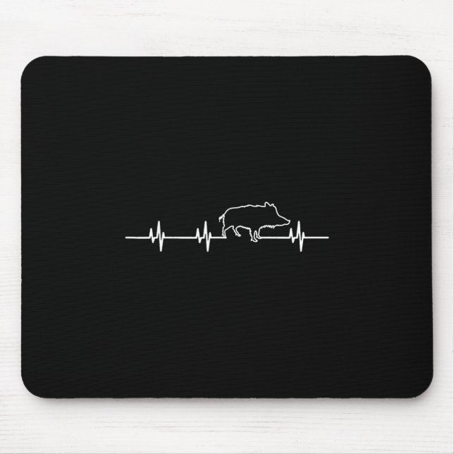 Wild Boar Heartbeat Ekg Hog Hunter Hunt Hunting  Mouse Pad (Front)