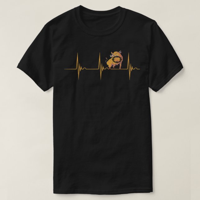 Wild Boar Hunting Pigs Heartbeat Ekg Pulse Wild Ho T-Shirt (Design Front)