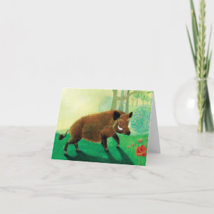 Wild Boar Illustration Card