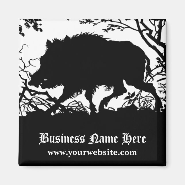 Wild Boar in a Forest - Antique German Silhouette Magnet (Front)