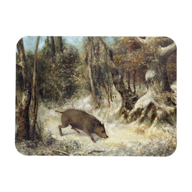 Wild Boar in the Snow, signed as Courbet (fake) Magnet (Horizontal)