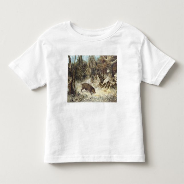 Wild Boar in the Snow, signed as Courbet (fake) Toddler T-Shirt (Front)