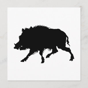Wild Boar or Wild Pig Elegant Silhouette Invitation