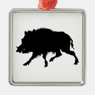 Wild Boar or Wild Pig Elegant Silhouette Metal Tree Decoration