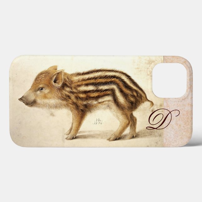WILD BOAR PIGLET Animal Drawing Monogram Case-Mate iPhone Case (Back (Horizontal))