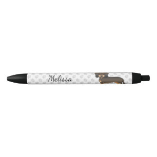 Wild Boar Wire Haired Dachshund Cartoon Dog & Name Black Ink Pen