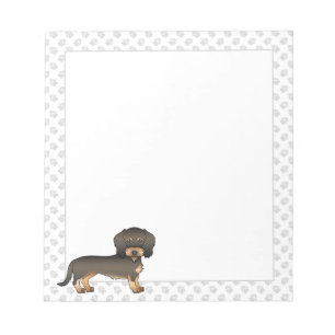 Wild Boar Wire Haired Dachshund Cartoon Dog & Paws Notepad