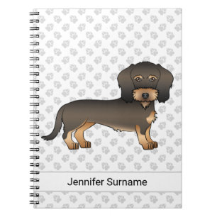 Wild Boar Wire Haired Dachshund Cartoon Dog & Text Notebook