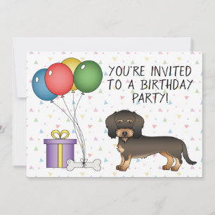 Wild Boar Wire Haired Dachshund Dog - Birthday Invitation