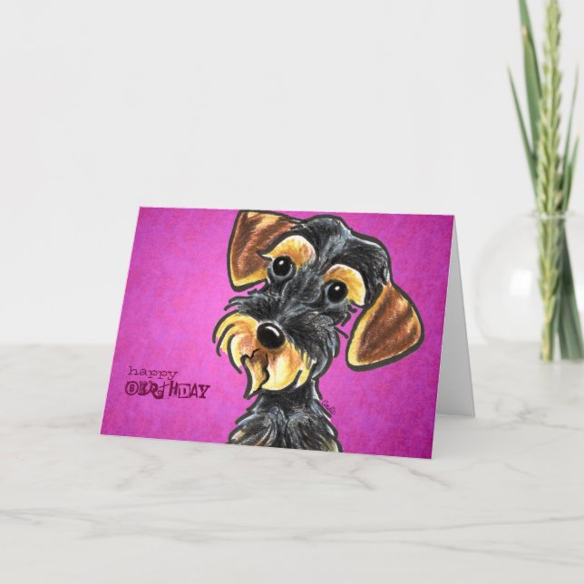 Wild Boar Wirehaired Dachshund Birthday Custom Card (Front)