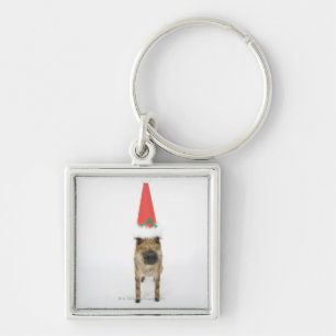 Wild boar with Christmas hat Key Ring