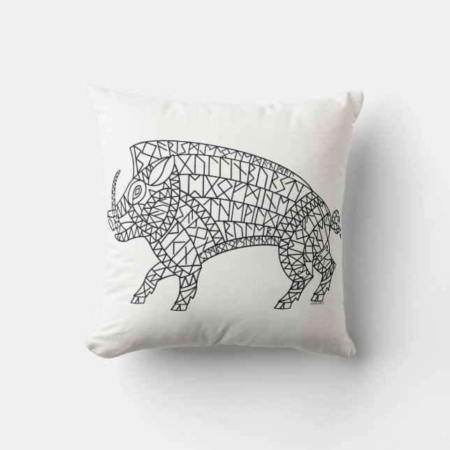 Wild Boar with Runes Cushion (Front)