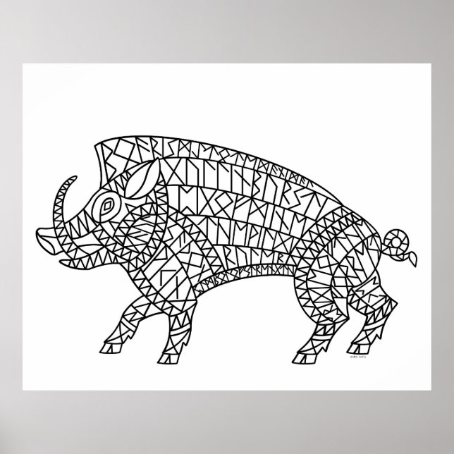 Wild Boar with Runes Poster (Front)