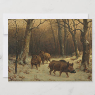 Wild Boars in the Snow (by Rosa Bonheur) Card