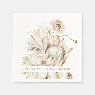 Wild Boho Protea Pampas Grass Floral Bridal Shower Napkin