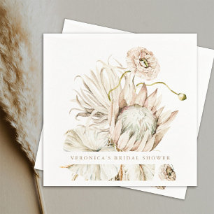 Wild Boho Protea Pampas Grass Floral Bridal Shower Napkin