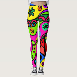 Wild, Bold, Bright Abstract Psychedelic Design Leggings