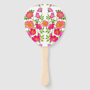 Wild Briar Rose Wedding Paddle Hand Fan