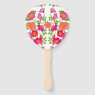 Wild Briar Rose Wedding Paddle Hand Fan