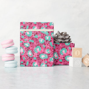 Wild & Bright Pink and Teal Animal Print Wrapping Paper