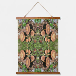 Wild Brown Mushroom Cluster Abstract Hanging Tapestry