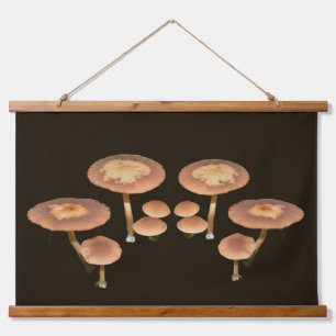 Wild Brown Mushroom Cluster Mirrored Hanging Tapestry