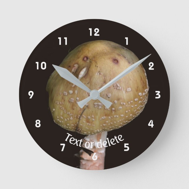Wild Brown Mushroom Personalised Nature Round Clock (Front)