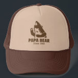 Wild Brown Papa Bear Year of Fatherhood Dad Cap<br><div class="desc">Announce fatherhood with this cool, trendy, fierce, wild, roaring, huge brown bear. The text "Papa Bear" is fixed and has scratch marks on it as part of the design whereas the text "Since 20XX" can be personalised to the year of choice or other messages. Great as a gift for Father's...</div>