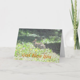Wild Bunny "God Bless You" Christian Greeting Card