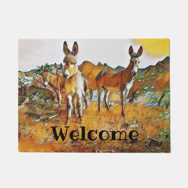 Wild Burros Welcome Doormat (Front)