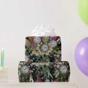 Wild Bush Flower Bouquet - Protea & Grevillea Wrapping Paper