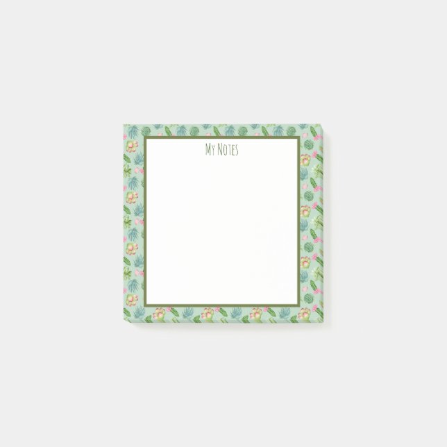 Wild Cactus Pattern, cactus Post-it Notes (Front)