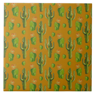Wild Cactus Pattern Ceramic Tile
