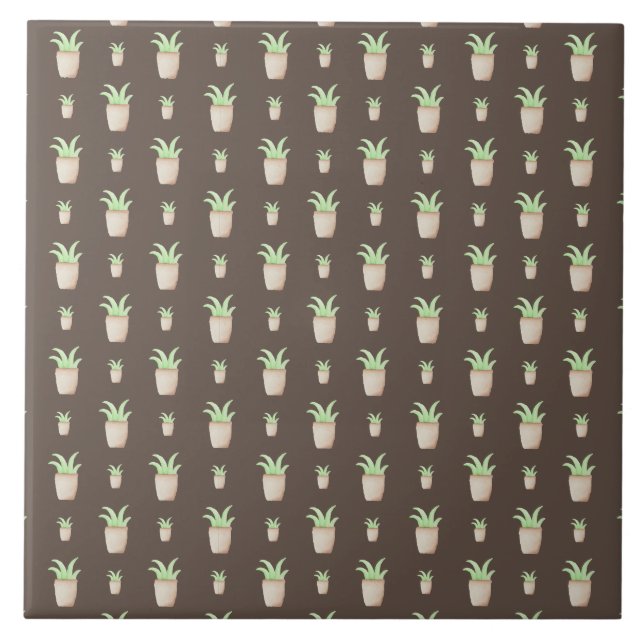 Wild Cactus Pattern Ceramic Tile (Front)
