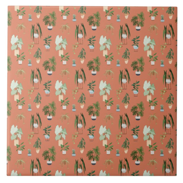 Wild Cactus Pattern Ceramic Tile (Front)