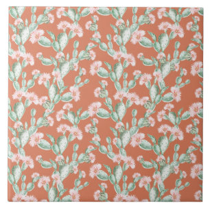 Wild Cactus Pattern Ceramic Tile