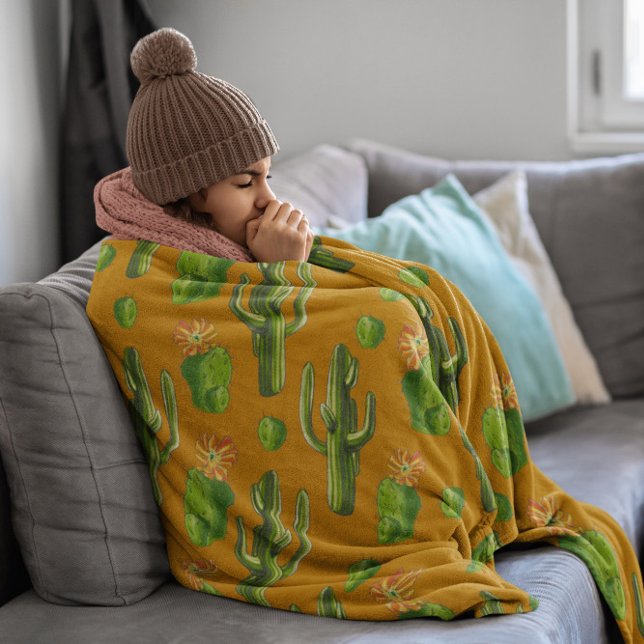 Wild Cactus Pattern Fleece Blanket (Creator Uploaded)