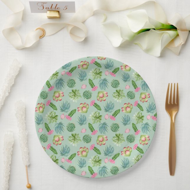 Wild Cactus Pattern Paper Plate (Wedding)