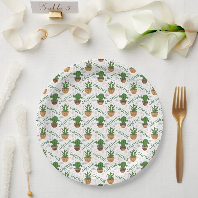Wild Cactus Pattern Paper Plate (Wedding)