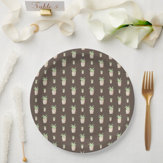 Wild Cactus Pattern Paper Plate (Wedding)