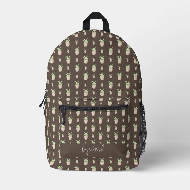 Wild Cactus Pattern Printed Backpack (Front)