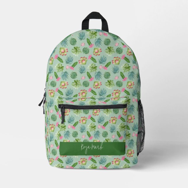 Wild Cactus Pattern Printed Backpack (Front)