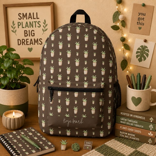 Wild Cactus Pattern Printed Backpack (Creator Uploaded)
