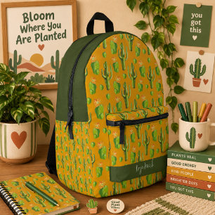 Wild Cactus Pattern Printed Backpack