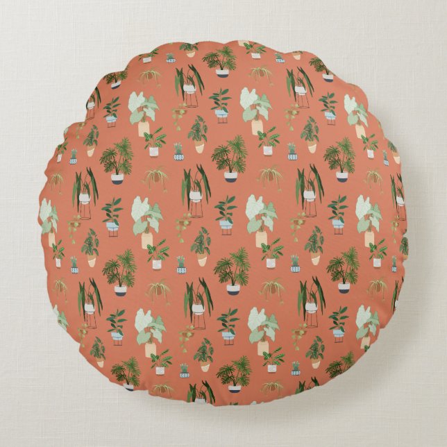 Wild Cactus Pattern Round Cushion (Front)