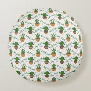 Wild Cactus Pattern Round Cushion