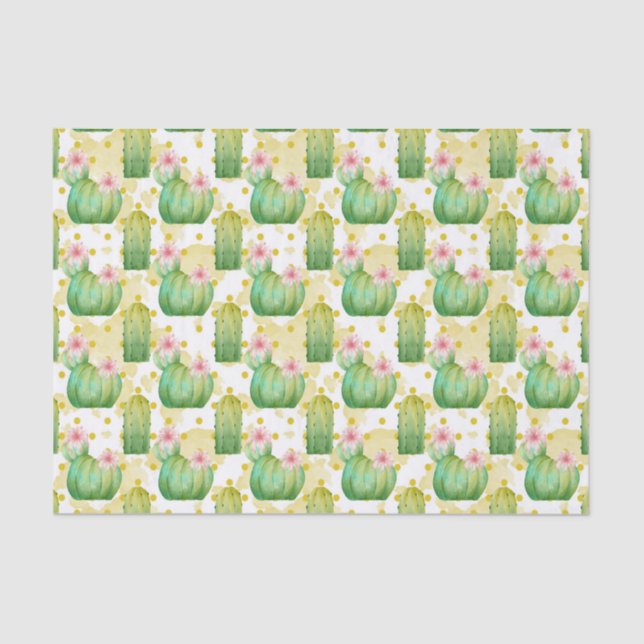 Wild cactus pattern watercolor party tissue paper (Front)