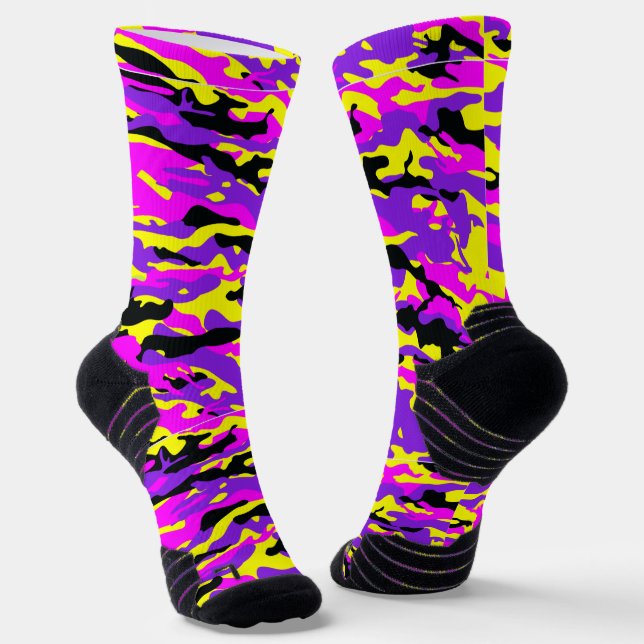 Wild Camouflage Purple Socks (Angled)