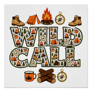 Wild Camp Camping Hiking Outdoor Adventure Poster